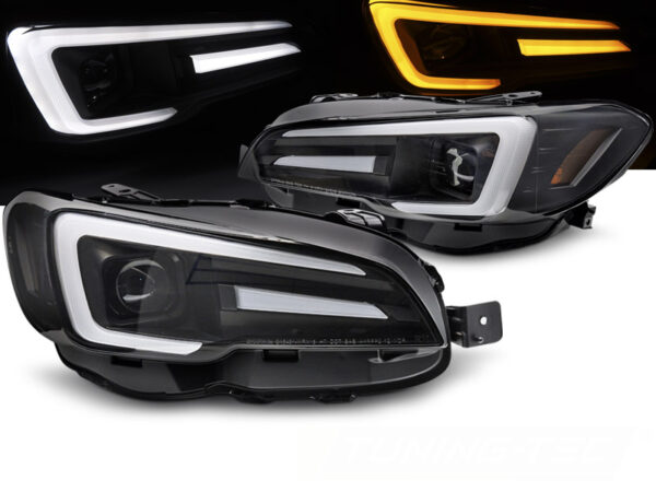 Frontlykter Subaru WRX 14-22 LED DRL Svart – for halogen – bilde 1 av 2