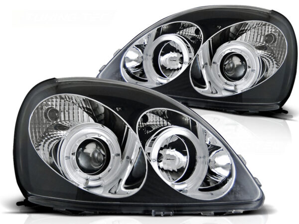 Frontlykter Toyota Yaris 99-03 Angel Eyes Svart