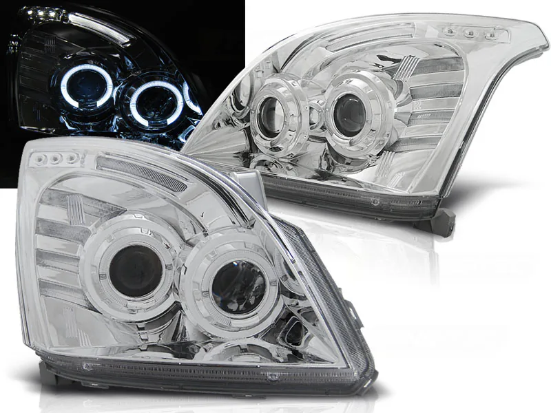 Frontlykter Toyota Land Cruiser 120 03-09 Angel Eyes Chrome