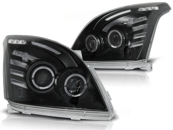 Frontlykter Toyota Land Cruiser 120 03-09 Angel Eyes Svart – bilde 2 av 2