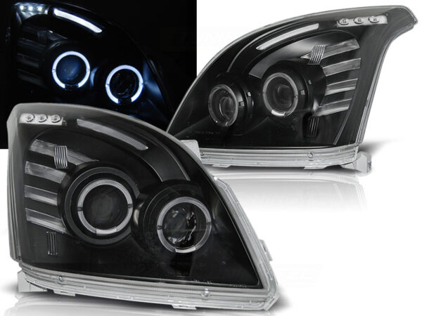 Frontlykter Toyota Land Cruiser 120 03-09 Angel Eyes Svart – bilde 1 av 2