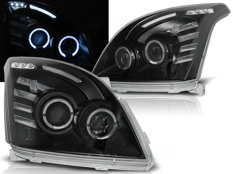 Frontlykter Toyota Land Cruiser 120 03-09 Angel Eyes Black