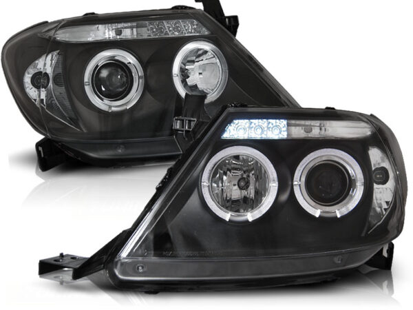 Frontlykter Toyota Hilux 05-11 Angel Eyes Svart – bilde 2 av 2