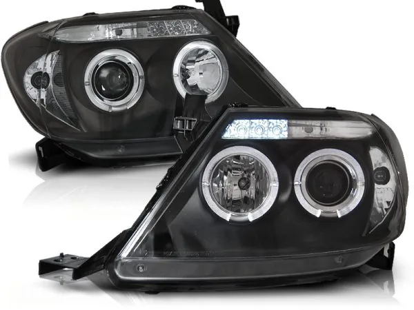 Frontlykter Toyota Hilux 05-11 Angel Eyes Svart – bilde 2 av 2