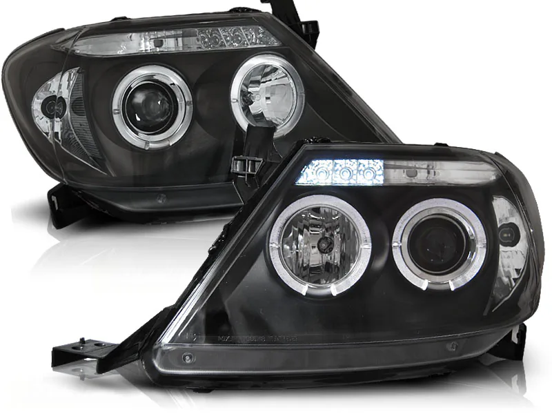 Frontlykter Toyota Hilux 05-11 Angel Eyes Black - Bilde 2