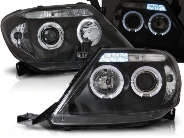 Frontlykter Toyota Hilux 05-11 Angel Eyes Svart – bilde 1 av 2