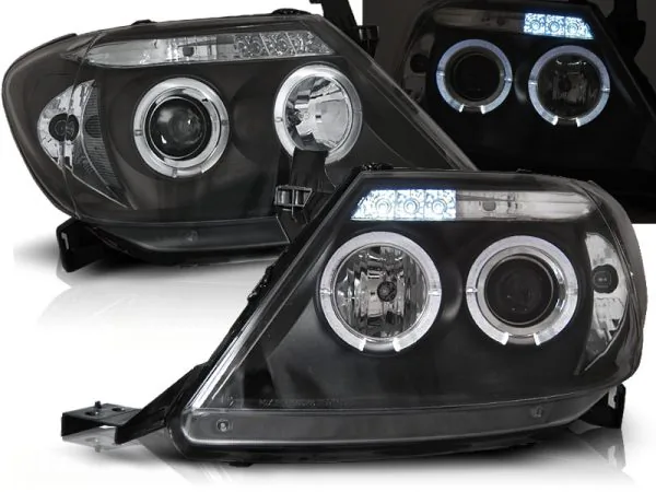 Frontlykter Toyota Hilux 05-11 Angel Eyes Svart – bilde 1 av 2