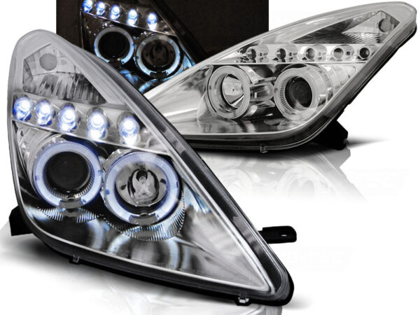 Frontlykter Toyota Celica T230 99-05 Angel Eyes Krom – bilde 1 av 2
