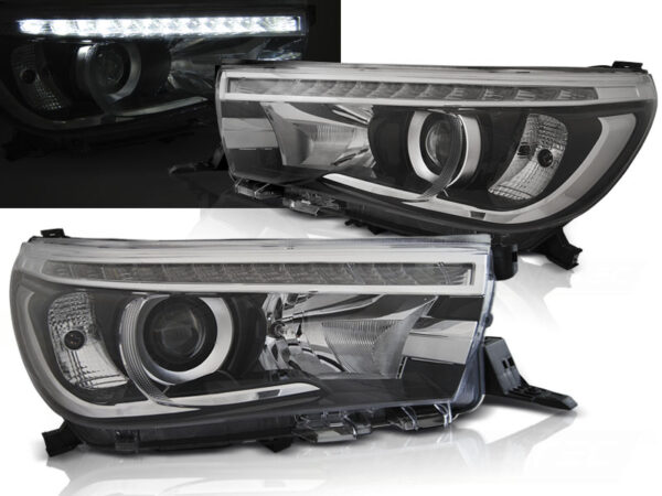 Frontlykter Toyota Hilux 16- LED Projector TRU DRL Svart – bilde 1 av 2