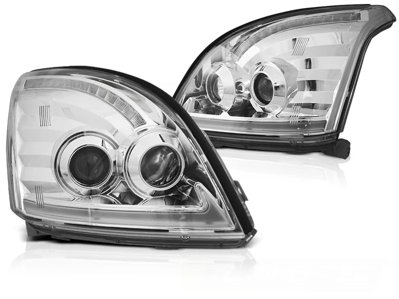 Frontlykter Toyota Land Cruiser 120 03-09 Tube Light Seq Led Chrome - Bilde 2