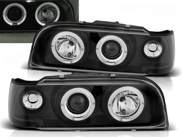 Frontlykter Volvo 850 92-12.96 Angel Eyes Svart – bilde 1 av 2