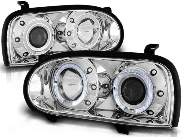 Frontlykter VW Golf 3 09.91-08.97 Angel Eyes Krom – bilde 2 av 2