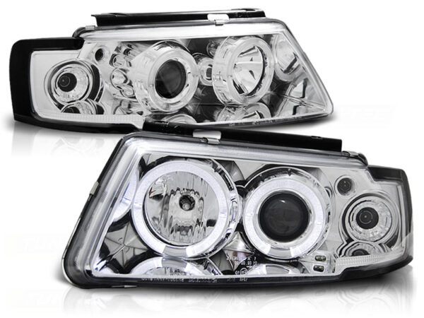 Frontlykter VW Passat B5 3B 11.96-08.00 Angel Eyes Krom – bilde 2 av 2