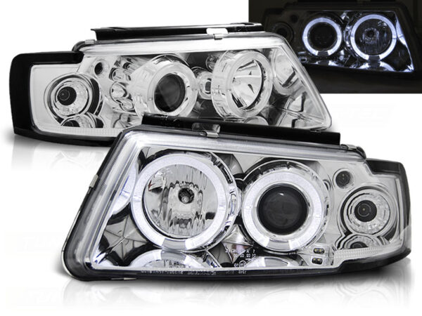 Frontlykter VW Passat B5 3B 11.96-08.00 Angel Eyes Krom – bilde 1 av 2