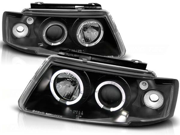 Frontlykter VW Passat B5 3B 11.96-08.00 Angel Eyes Svart – bilde 2 av 2