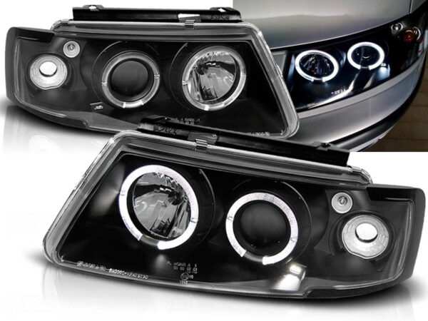 Frontlykter VW Passat B5 3B 11.96-08.00 Angel Eyes Svart – bilde 1 av 2