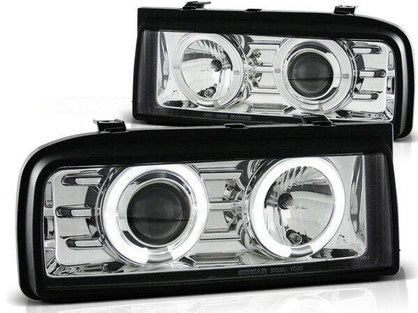 Frontlykter VW Corrado 88-95 Angel Eyes Krom