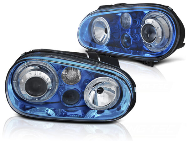 Frontlykter VW Golf 4 09.97-09.03 Angel Eyes Blue – bilde 2 av 2