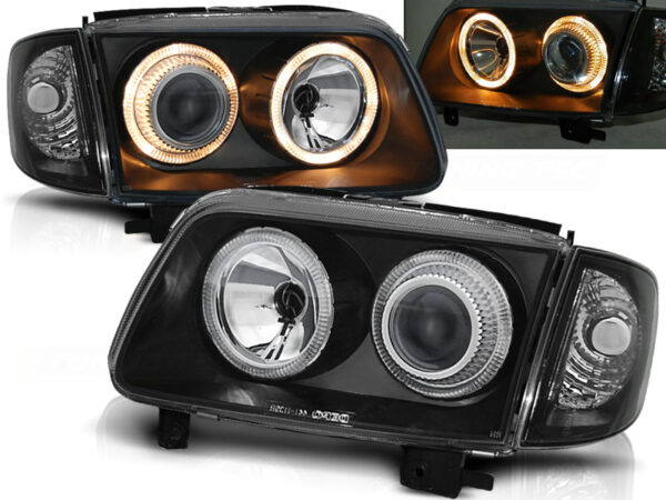 Frontlykter VW Polo 6N2 10.99-10.01 Angel Eyes Svart – bilde 1 av 2