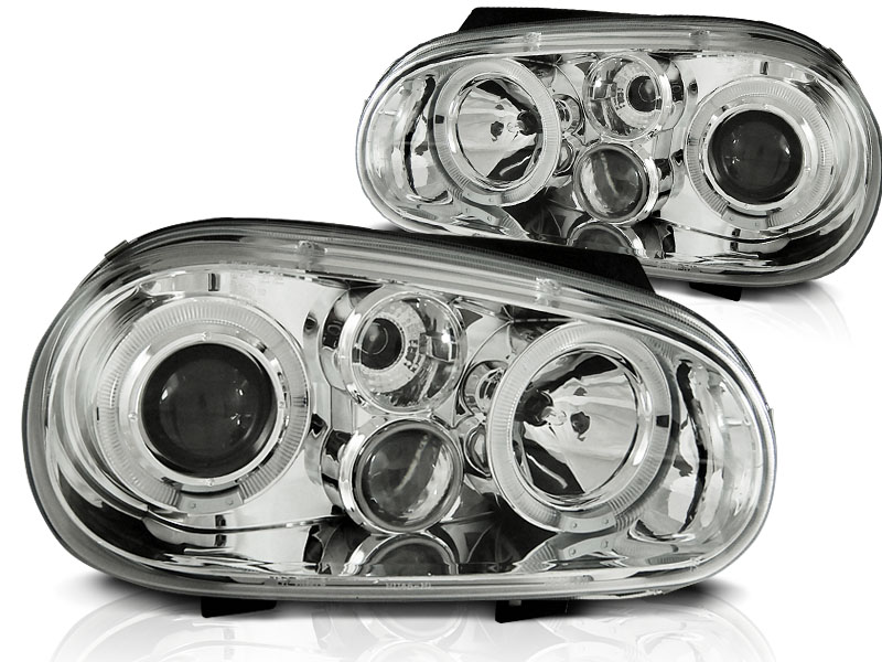 Frontlykter VW Golf 4 09.97-09.03 Angel Eyes Chrome - Bilde 2