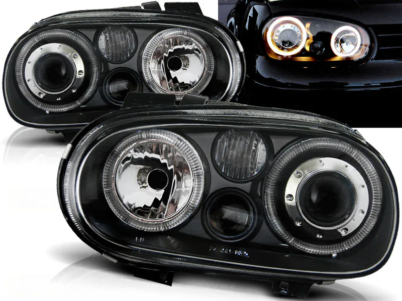 Frontlykter VW Golf 4 09.97-09.03 Angel Eyes Black