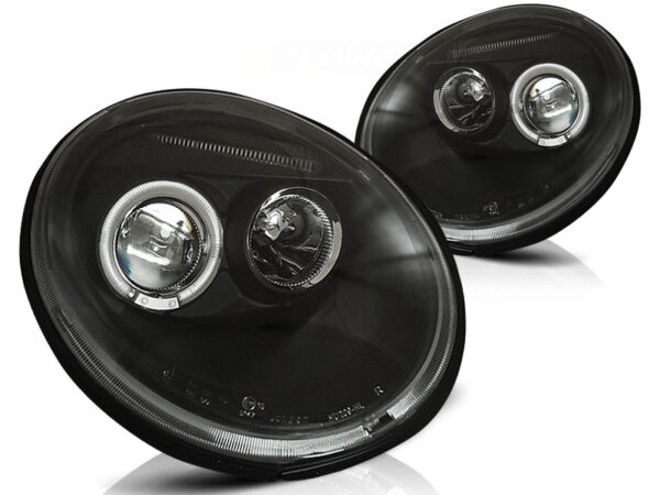 Frontlykter VW New Beetle 10.98-05.05 Angel Eyes Svart – bilde 2 av 2