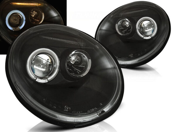 Frontlykter VW New Beetle 10.98-05.05 Angel Eyes Svart – bilde 1 av 2