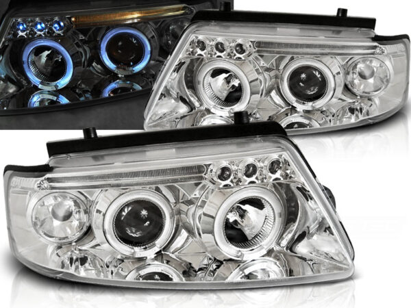 Frontlykter VW Passat B5 3B 11.96-08.00 Angel Eyes Krom – bilde 1 av 2