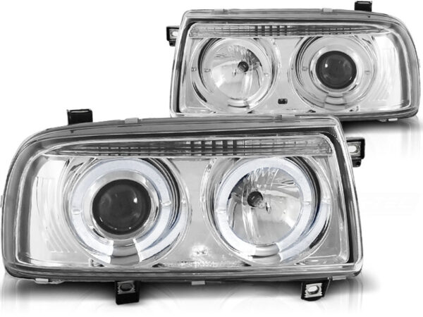 Frontlykter VW Vento 01.92-08.98 Angel Eyes Krom – bilde 2 av 2