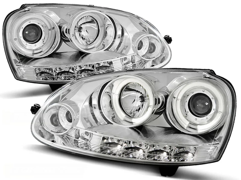 Frontlykter VW Golf 5 10.03-09 Angel Eyes Chrome - Bilde 2