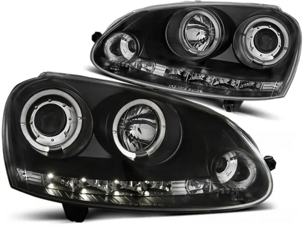 Frontlykter VW Golf 5 10.03-09 Angel Eyes Svart – bilde 2 av 3