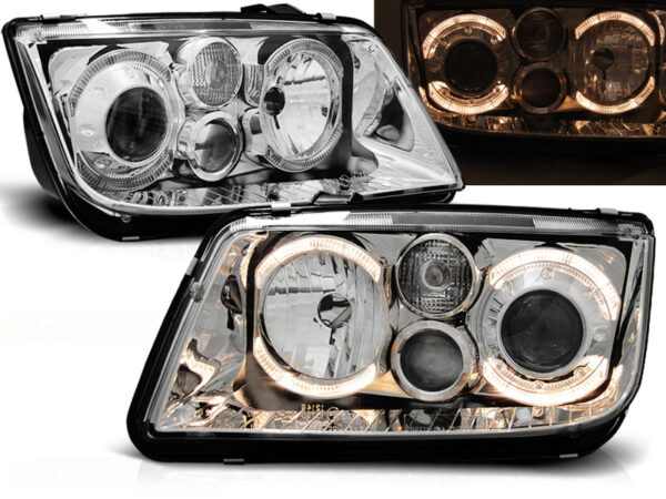 Frontlykter VW Bora 09.98-07.05 Angel Eyes Krom – bilde 1 av 2