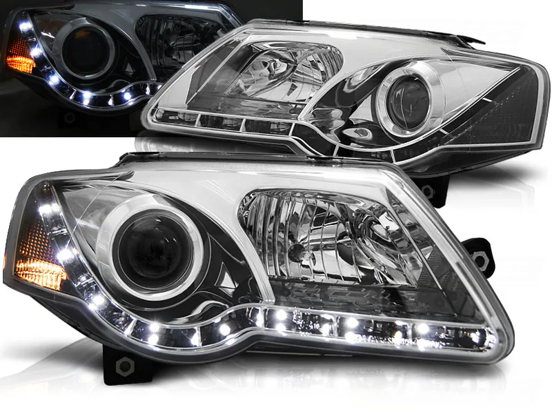 Frontlykter VW Passat B6 3C 03.05-10 Daylight Chrome
