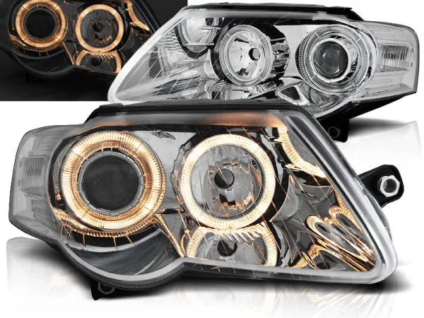 Frontlykter VW Passat B6 3C 03.05-10 Angel Eyes Krom – bilde 1 av 2