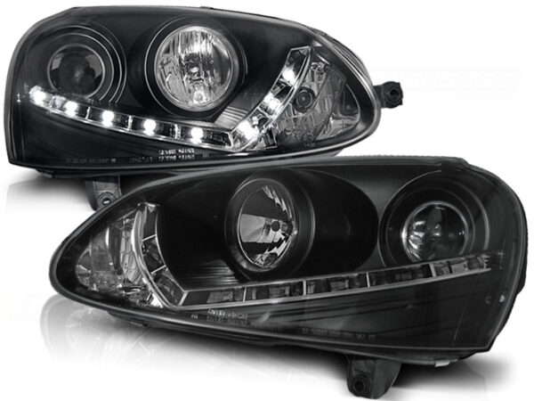 Frontlykter VW Golf 5 03-08 Xenon Daylight Svart