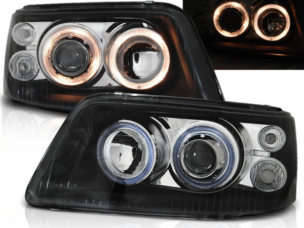 Frontlykter VW T5 04.03-08.09 Angel Eyes Svart – bilde 1 av 2