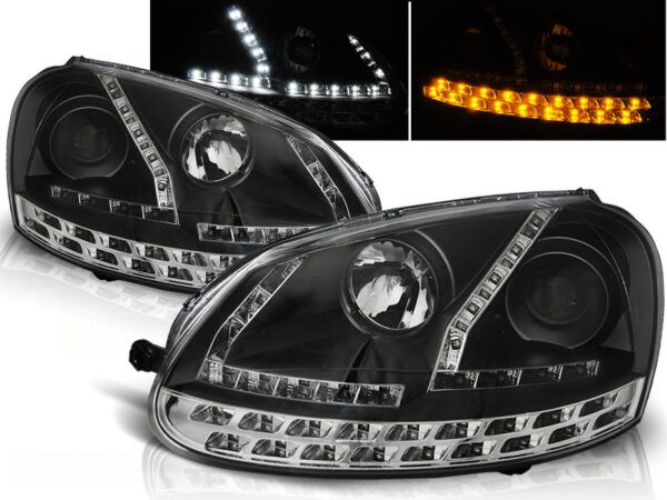 Frontlykter VW Golf 5 03-08 Daylight Svart – bilde 1 av 2