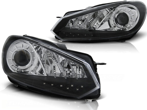 Frontlykter VW Golf 6 10.08-12 TRU DRL Svart – bilde 2 av 2