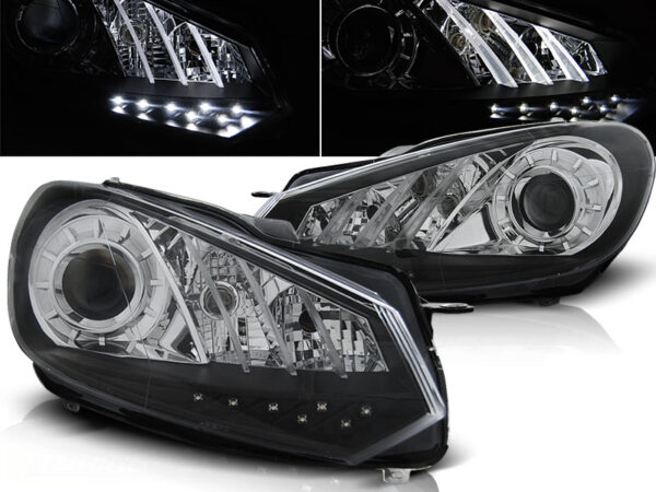 Frontlykter VW Golf 6 10.08-12 TRU DRL Svart – bilde 1 av 2