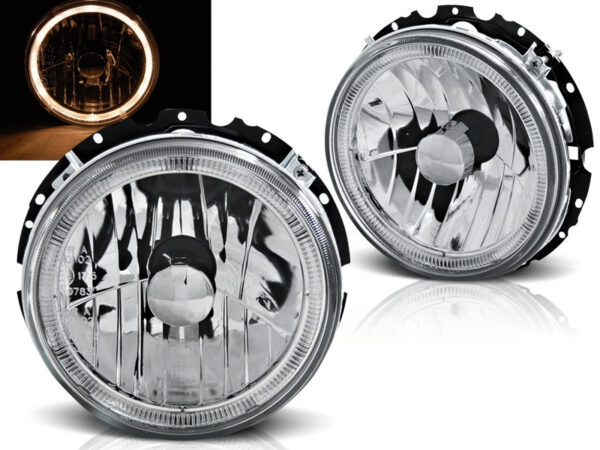 Frontlykter VW Golf 1 05.74-07.83 Angel Eyes Krom – bilde 1 av 2