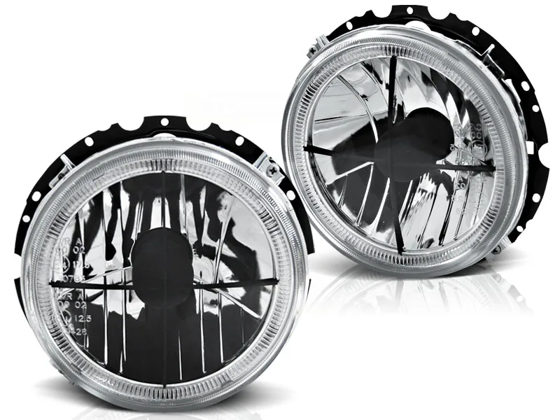 Frontlykter VW Golf 1 74-83 Angel Eyes Chrome Black - Bilde 2