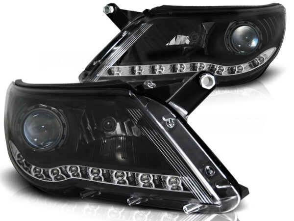 Frontlykter VW Tiguan 10.07-11 Daylight Svart