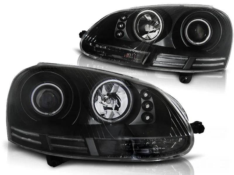Frontlykter VW Golf 5 10.03-09 Angel Eyes CCFL Black - Bilde 2