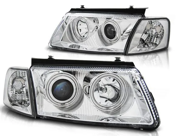Frontlykter VW Passat B5 3B 11.96-08.00 Angel Eyes CCFL Krom – bilde 2 av 2