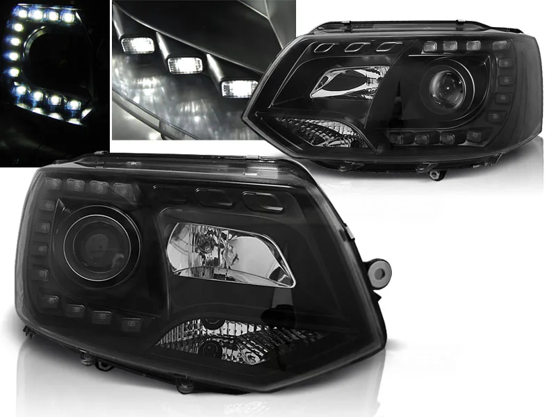 Frontlykter VW T5 2010-2015 True Drl Black