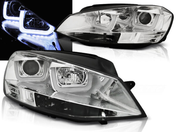 Frontlykter VW Golf 7 11.12-17 U-LED Light Krom – bilde 1 av 2
