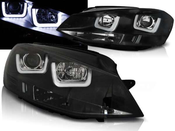 Frontlykter VW Golf 7 11.12-17 U-LED Light Svart – bilde 1 av 2