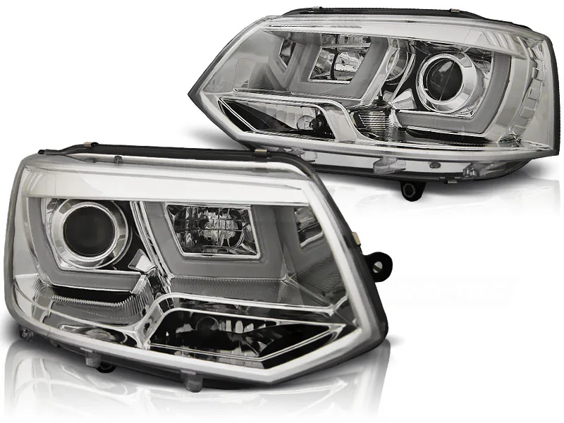 Frontlykter VW T5 2010-2015 U-Led Lys Chrome - Bilde 2