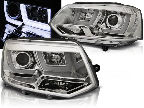 Frontlykter VW T5 2010-2015 U-LED Light Krom – bilde 1 av 2