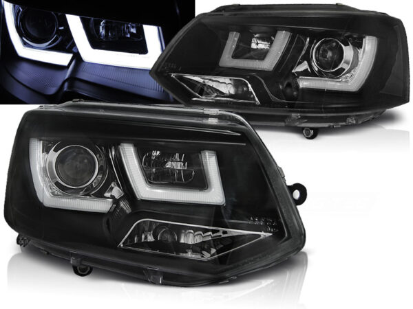 Frontlykter VW T5 2010-2015 U-LED Light Svart – bilde 1 av 2